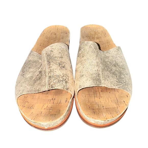 Kork-Ease Tutsi Slides Women's Size 11 M Gold Leather Sandal Slip On Shoe - Picture 1 of 8